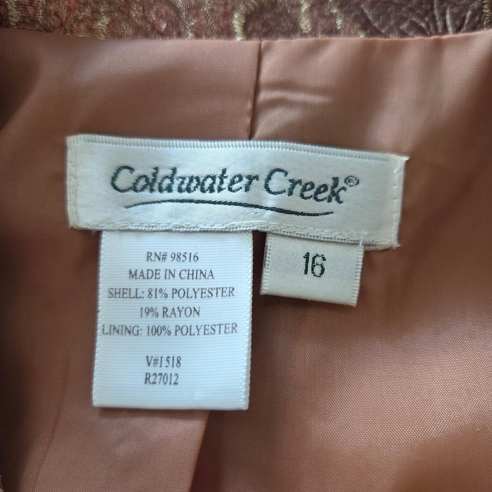 Coldwater Creek Abstract Print Textured Zip Front Blazer Jacket Sz 16 Artsy - Picture 3 of 5